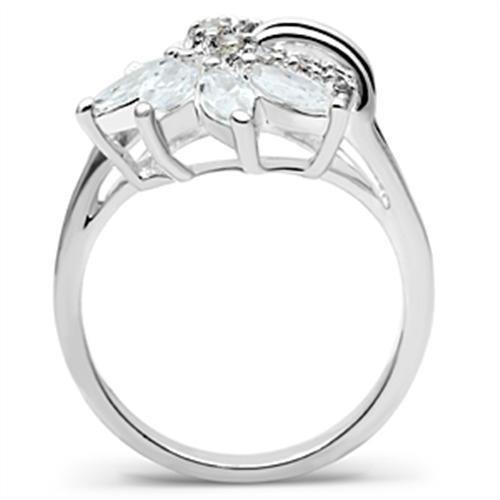 Silver 925 Sterling Silver Ring with AAA Grade CZ  in Clear