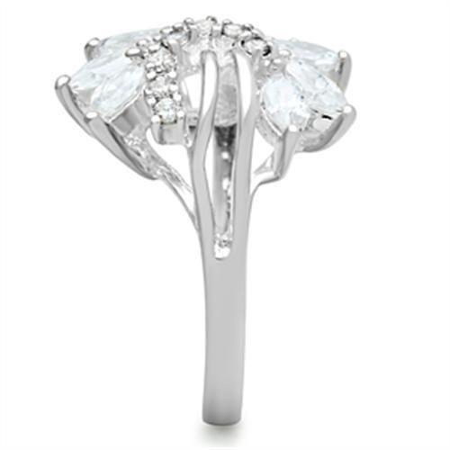 Silver 925 Sterling Silver Ring with AAA Grade CZ  in Clear