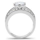 Silver 925 Sterling Silver Ring with AAA Grade CZ  in Clear
