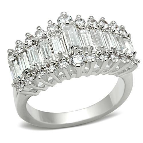 Silver 925 Sterling Silver Ring with AAA Grade CZ  in Clear