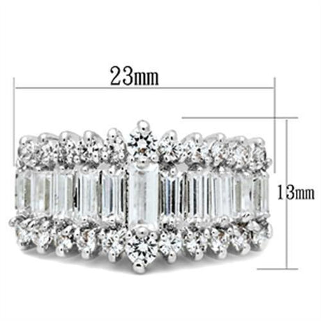 Silver 925 Sterling Silver Ring with AAA Grade CZ  in Clear
