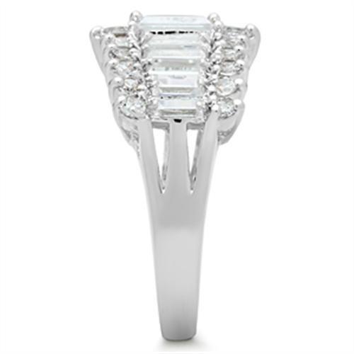 Silver 925 Sterling Silver Ring with AAA Grade CZ  in Clear