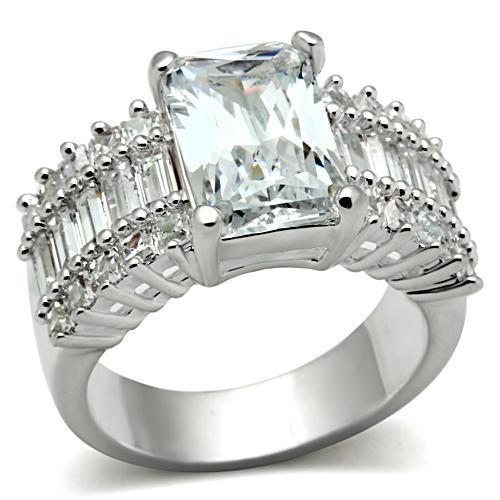 Silver 925 Sterling Silver Ring with AAA Grade CZ  in Clear