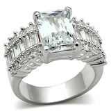 Silver 925 Sterling Silver Ring with AAA Grade CZ  in Clear