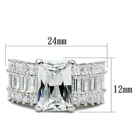 Silver 925 Sterling Silver Ring with AAA Grade CZ  in Clear