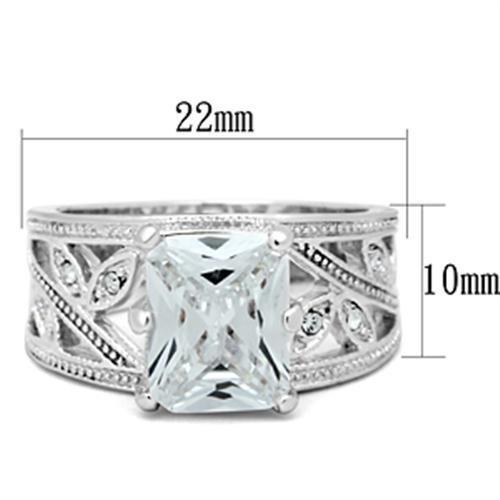 Silver 925 Sterling Silver Ring with AAA Grade CZ  in Clear