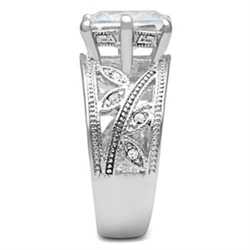 Silver 925 Sterling Silver Ring with AAA Grade CZ  in Clear