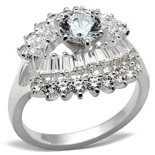 Silver 925 Sterling Silver Ring with AAA Grade CZ  in Clear
