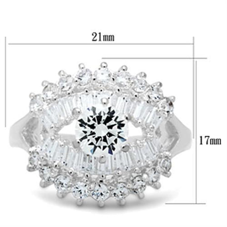 Silver 925 Sterling Silver Ring with AAA Grade CZ  in Clear