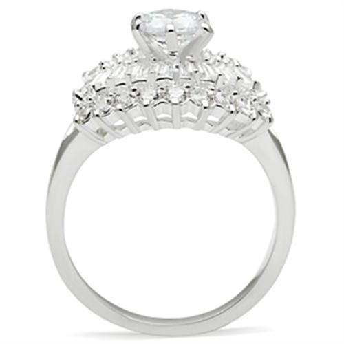 Silver 925 Sterling Silver Ring with AAA Grade CZ  in Clear