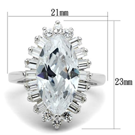 Silver 925 Sterling Silver Ring with AAA Grade CZ  in Clear