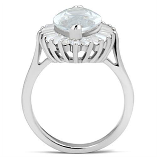Silver 925 Sterling Silver Ring with AAA Grade CZ  in Clear