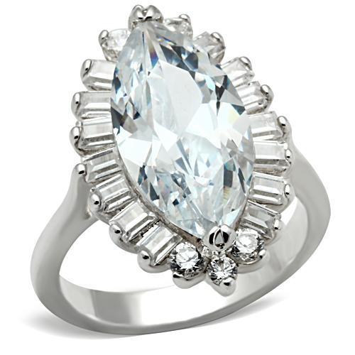 Silver 925 Sterling Silver Ring with AAA Grade CZ  in Clear