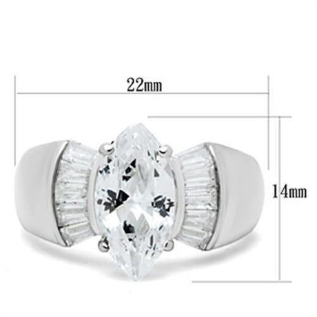 Silver 925 Sterling Silver Ring with AAA Grade CZ  in Clear