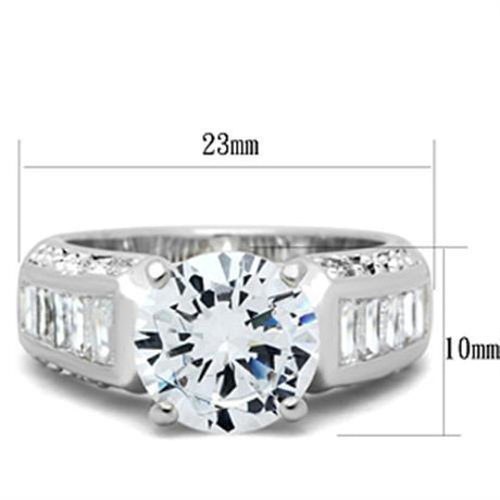 Silver 925 Sterling Silver Ring with AAA Grade CZ  in Clear