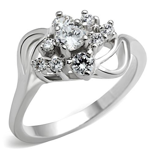 Silver 925 Sterling Silver Ring with AAA Grade CZ  in Clear