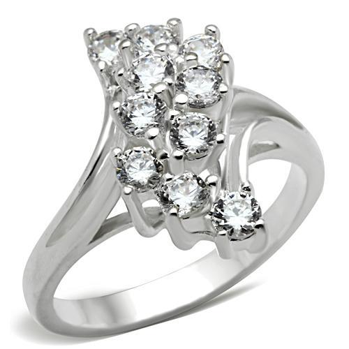 Silver 925 Sterling Silver Ring with AAA Grade CZ  in Clear
