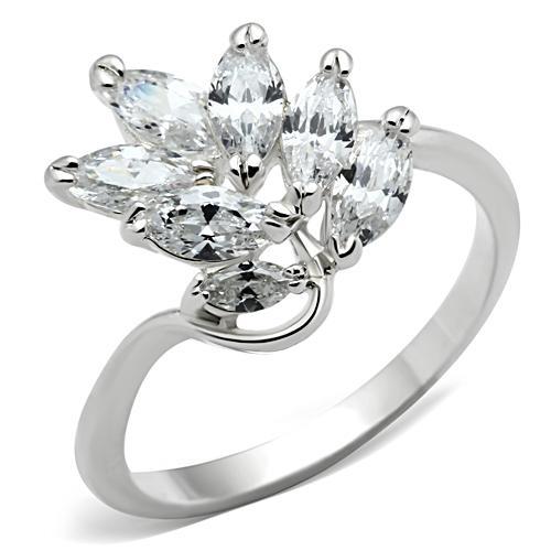Silver 925 Sterling Silver Ring with AAA Grade CZ  in Clear