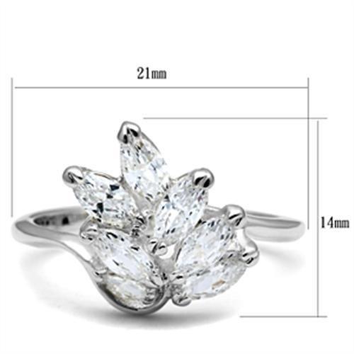Silver 925 Sterling Silver Ring with AAA Grade CZ  in Clear