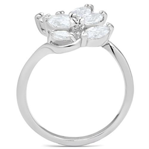 Silver 925 Sterling Silver Ring with AAA Grade CZ  in Clear