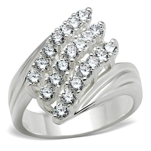 Silver 925 Sterling Silver Ring with AAA Grade CZ  in Clear