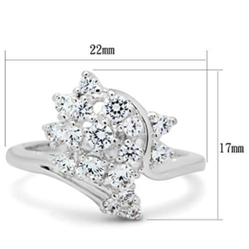 Silver 925 Sterling Silver Ring with AAA Grade CZ  in Clear