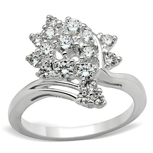Silver 925 Sterling Silver Ring with AAA Grade CZ  in Clear
