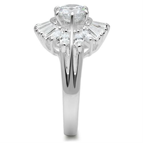Silver 925 Sterling Silver Ring with AAA Grade CZ  in Clear
