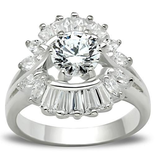 Silver 925 Sterling Silver Ring with AAA Grade CZ  in Clear