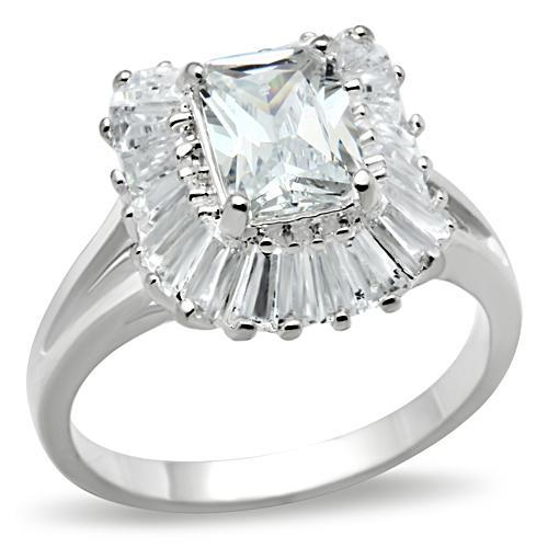 Silver 925 Sterling Silver Ring with AAA Grade CZ  in Clear