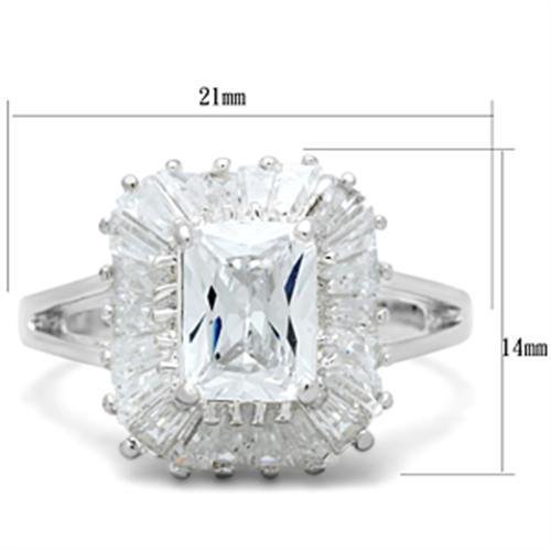 Silver 925 Sterling Silver Ring with AAA Grade CZ  in Clear
