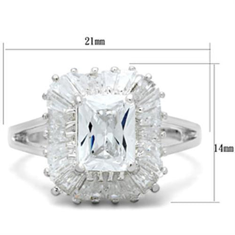 Silver 925 Sterling Silver Ring with AAA Grade CZ  in Clear
