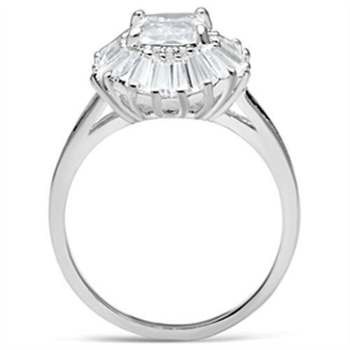 Silver 925 Sterling Silver Ring with AAA Grade CZ  in Clear