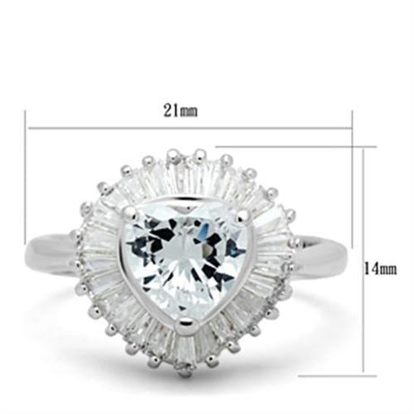 Silver 925 Sterling Silver Ring with AAA Grade CZ  in Clear