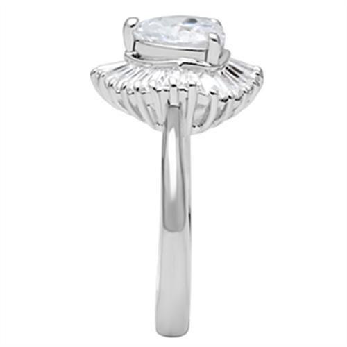 Silver 925 Sterling Silver Ring with AAA Grade CZ  in Clear