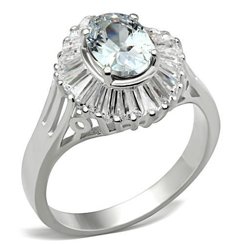 Silver 925 Sterling Silver Ring with AAA Grade CZ  in Clear