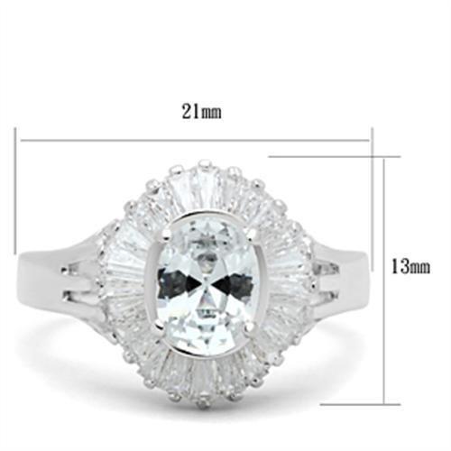 Silver 925 Sterling Silver Ring with AAA Grade CZ  in Clear