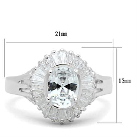 Silver 925 Sterling Silver Ring with AAA Grade CZ  in Clear