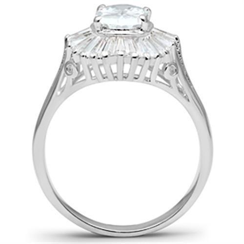 Silver 925 Sterling Silver Ring with AAA Grade CZ  in Clear