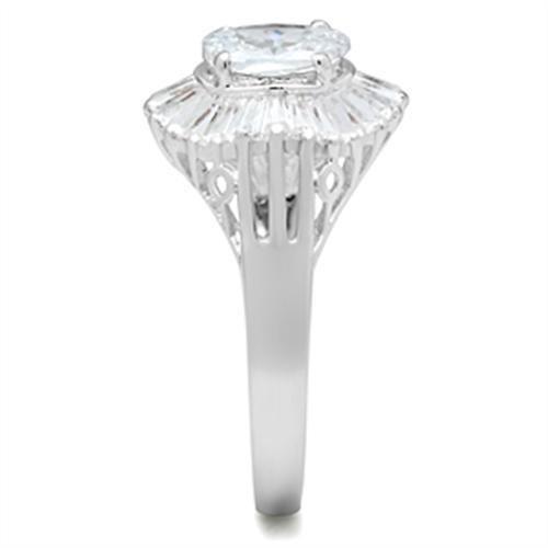 Silver 925 Sterling Silver Ring with AAA Grade CZ  in Clear