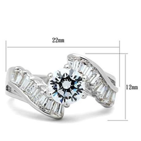 Silver 925 Sterling Silver Ring with AAA Grade CZ  in Clear