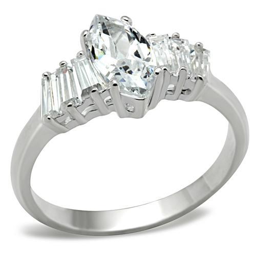 Silver 925 Sterling Silver Ring with AAA Grade CZ  in Clear