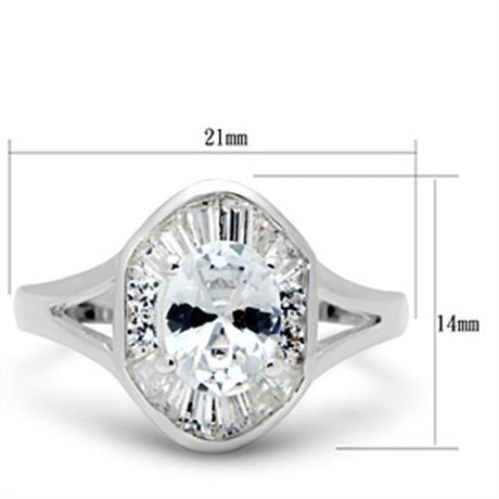 Silver 925 Sterling Silver Ring with AAA Grade CZ  in Clear