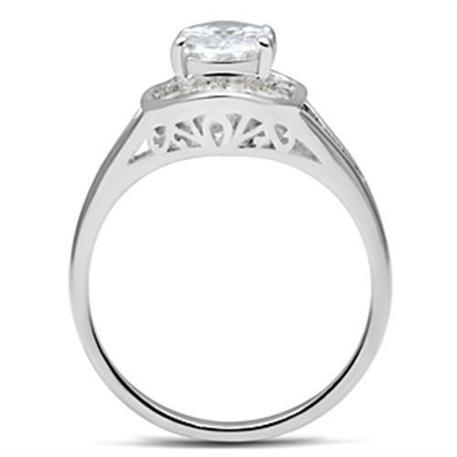 Silver 925 Sterling Silver Ring with AAA Grade CZ  in Clear