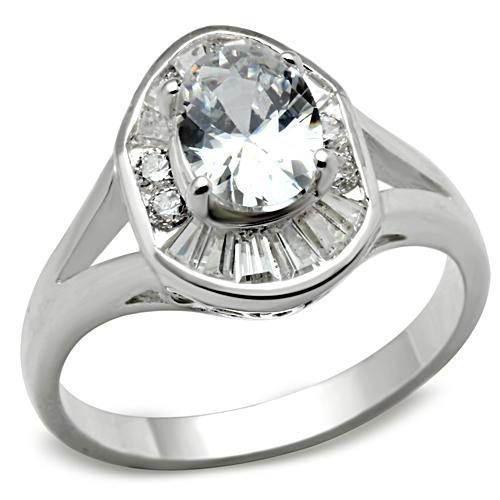 Silver 925 Sterling Silver Ring with AAA Grade CZ  in Clear
