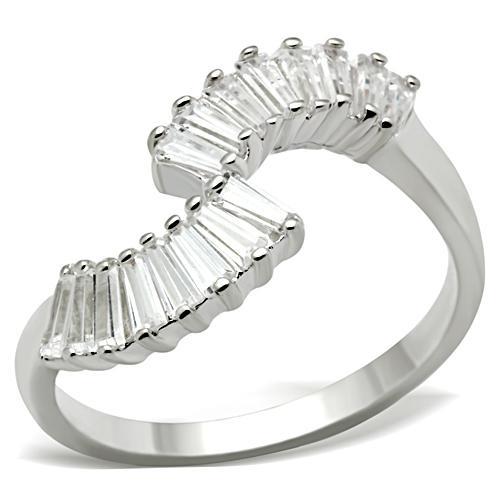 Silver 925 Sterling Silver Ring with AAA Grade CZ  in Clear