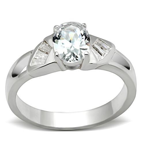 Silver 925 Sterling Silver Ring with AAA Grade CZ  in Clear