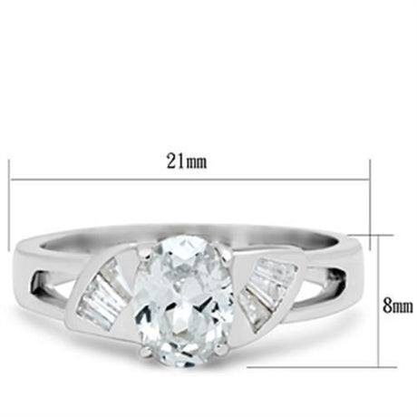 Silver 925 Sterling Silver Ring with AAA Grade CZ  in Clear
