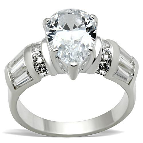 Silver 925 Sterling Silver Ring with AAA Grade CZ  in Clear