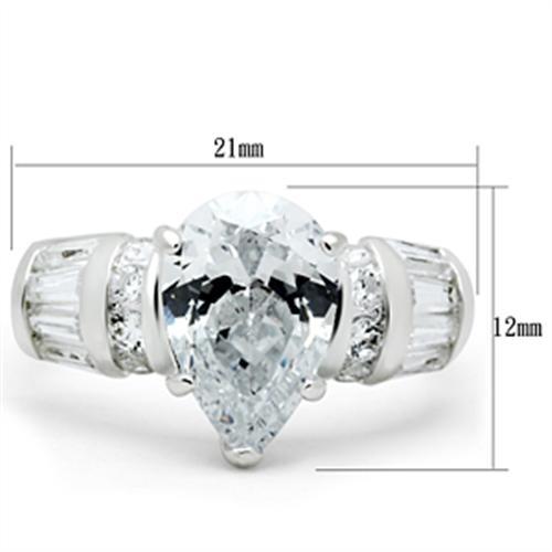 Silver 925 Sterling Silver Ring with AAA Grade CZ  in Clear